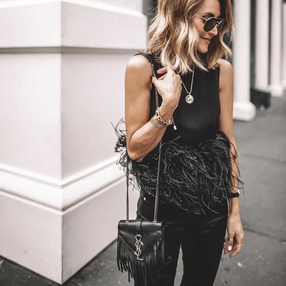 Saint Laurent Handbags - Yves Saint Laurent YSL Fringe Monogram Purse Bag